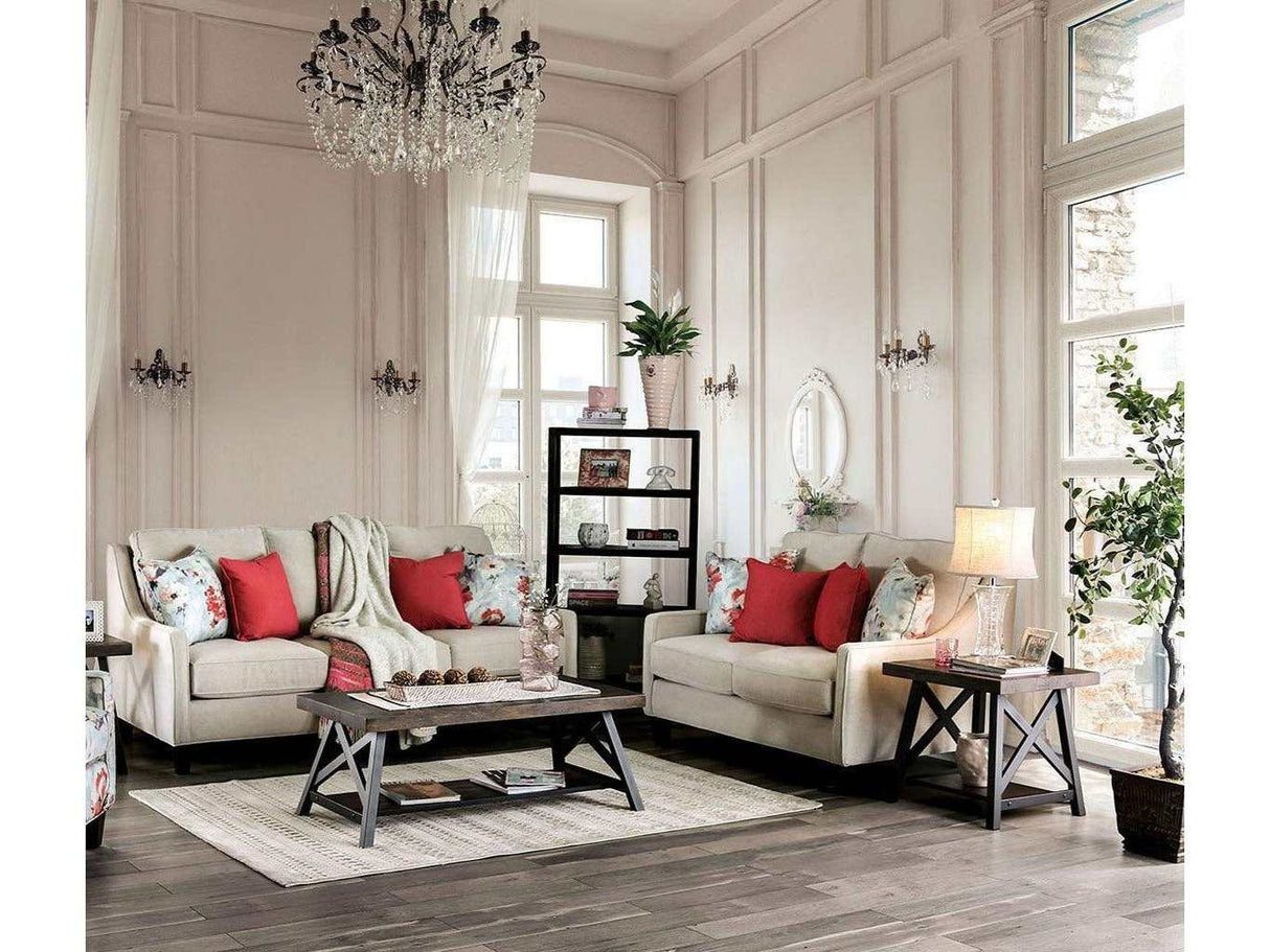 Nadene Ivory Stationary Sofa & Loveseat by Furniture of America at Eve Furniture