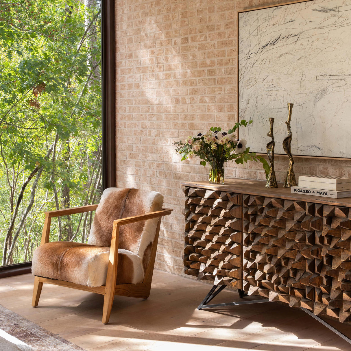 Naela Hide Chair, Brown by Dovetail at Eve Furniture