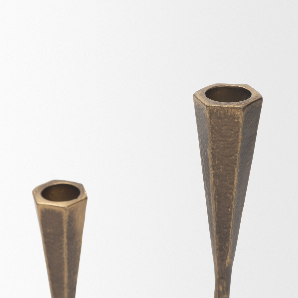 Naja Antique Brass Metal Double Taper Candle Holder by Mercana at Eve Furniture