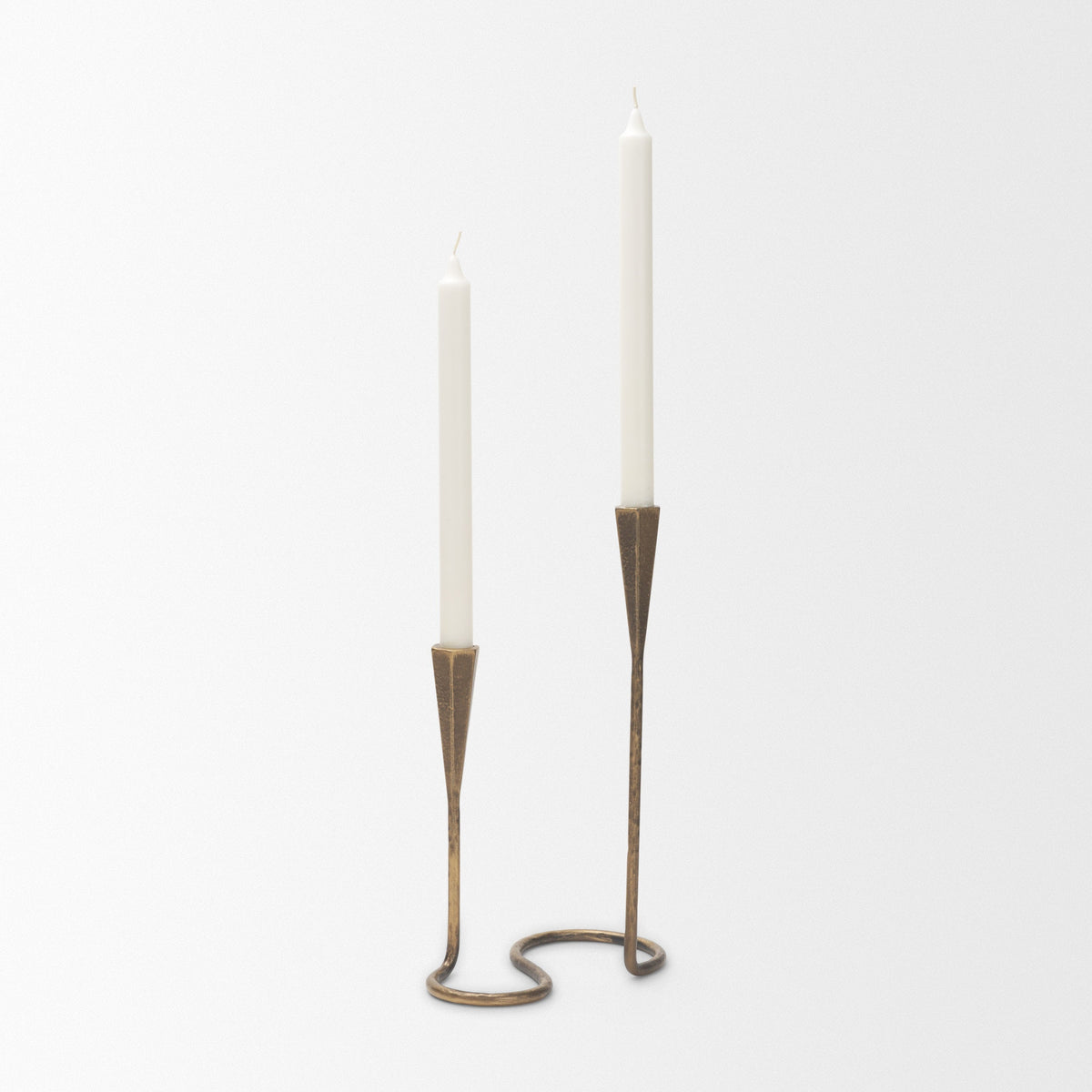 Naja Antique Brass Metal Double Taper Candle Holder by Mercana at Eve Furniture