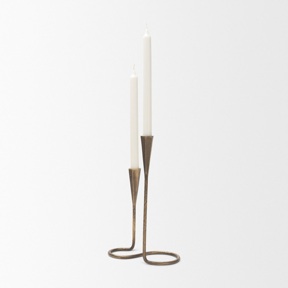 Naja Antique Brass Metal Double Taper Candle Holder by Mercana at Eve Furniture