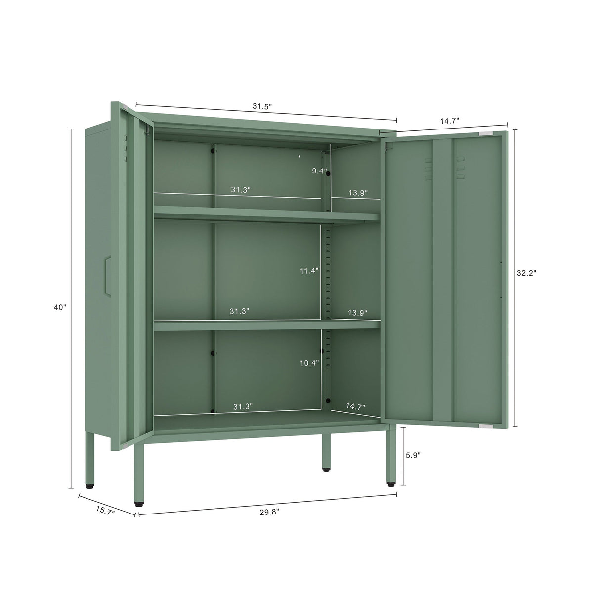 Naomi 31.5" Accent Cabinet in Green by Manhattan Comfort at Eve Furniture