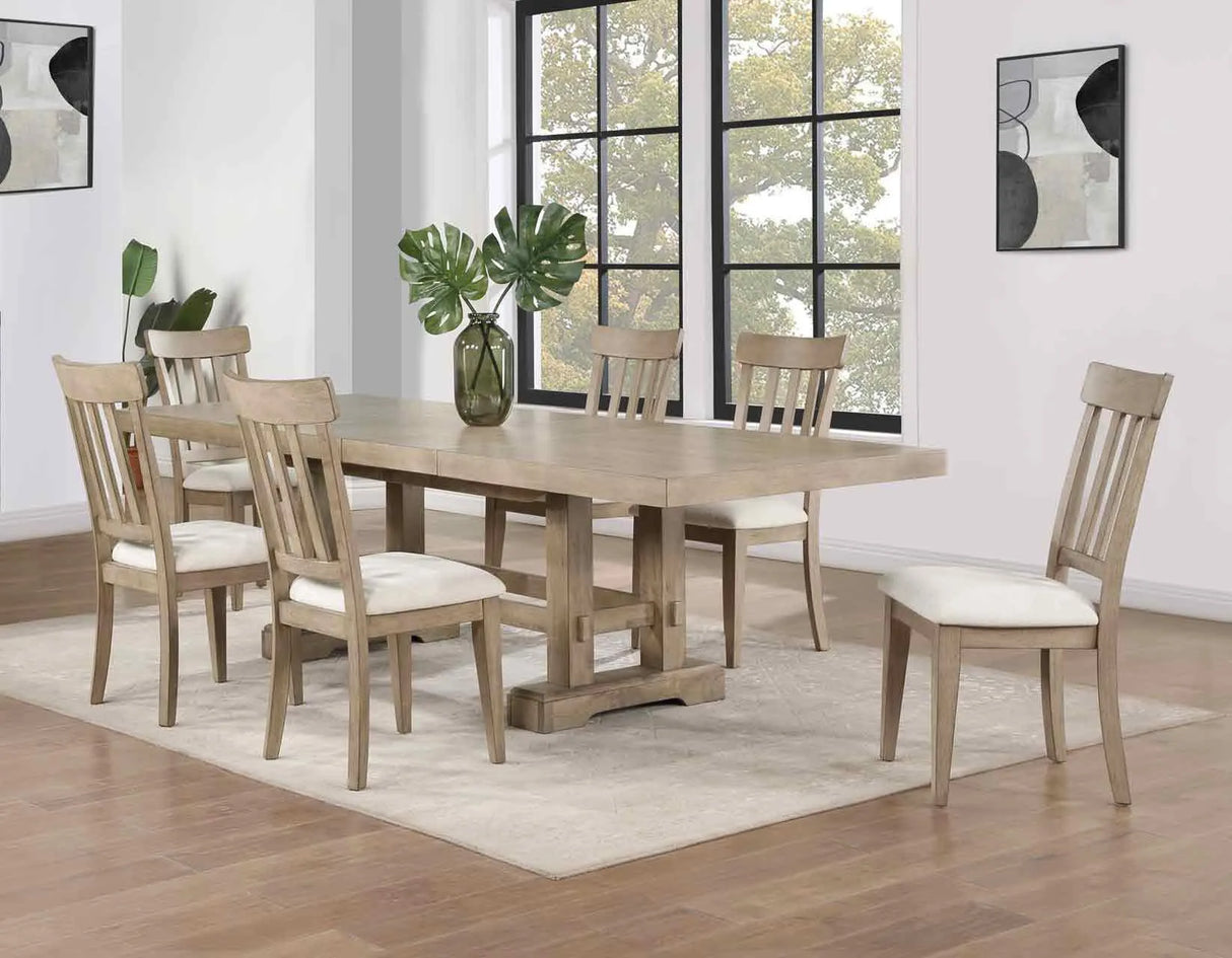 Napa 108-inch Dining Table with 2/18-inch Leaves, Sand by Steve Silver at Eve Furniture