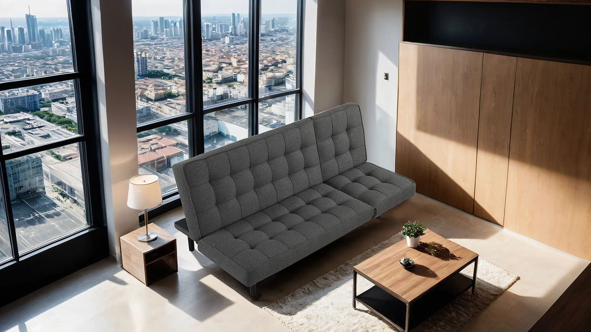 Naperville Dark Gray Futon Sofa Bed by Furniture of America at Eve Furniture