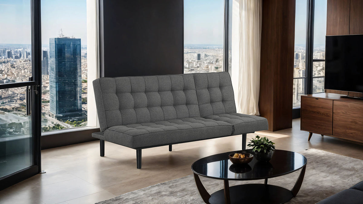 Naperville Dark Gray Futon Sofa Bed by Furniture of America at Eve Furniture