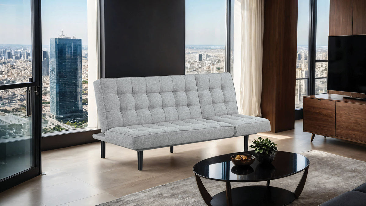 Naperville Light Gray Futon Sofa Bed by Furniture of America at Eve Furniture