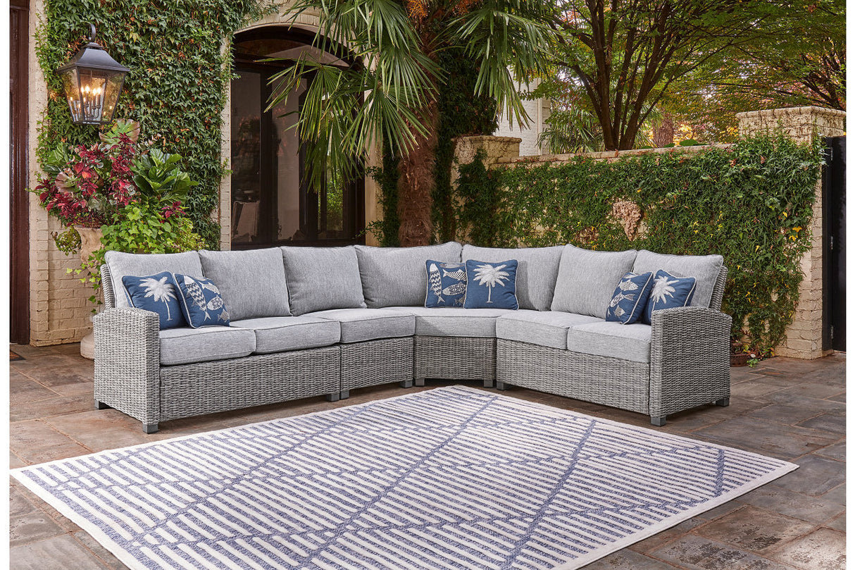 Naples Beach Light Gray 4-Piece Outdoor Sectional by Ashley at Eve Furniture