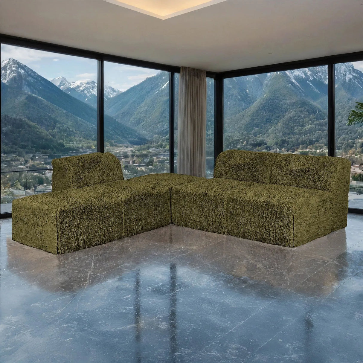 Nappi Olive Green Compressed Foam Sectional by Furniture of America at Eve Furniture