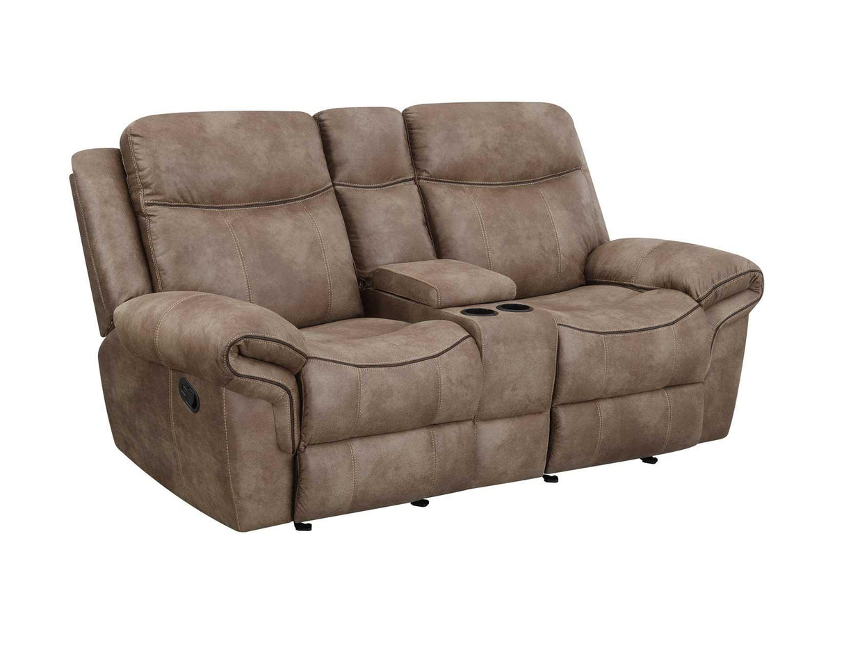 Nashville Cocoa Manual Glider Recliner Console Loveseat by Steve Silver at Eve Furniture
