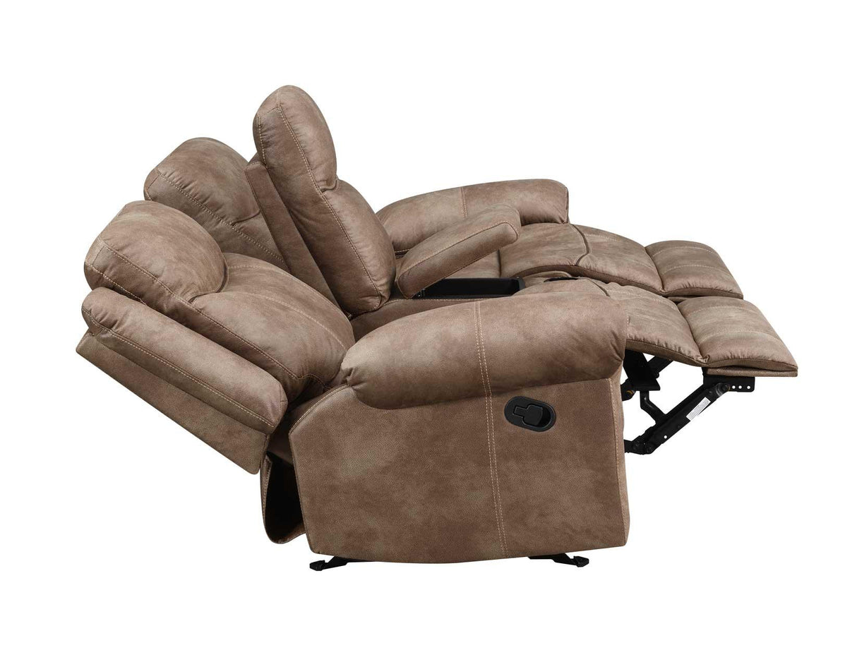 Nashville Cocoa Manual Glider Recliner Console Loveseat by Steve Silver at Eve Furniture