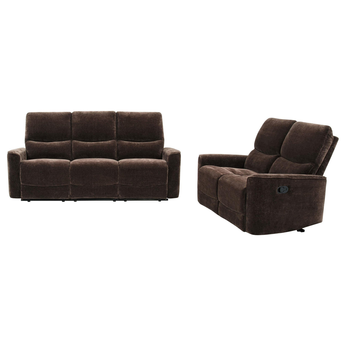 Navarro Dark Brown 2-Piece Upholstered Reclining Sofa Set by Coaster at Eve Furniture