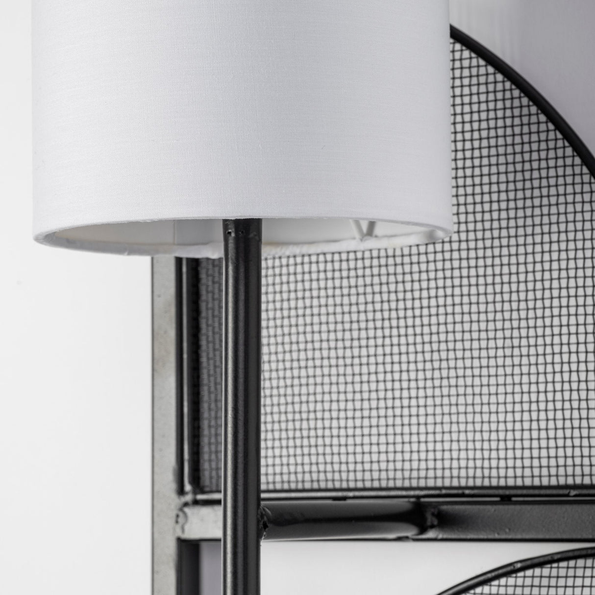 Navin Black Metal Body White Fabric Shade Rectangular Wall Sconce by Mercana at Eve Furniture