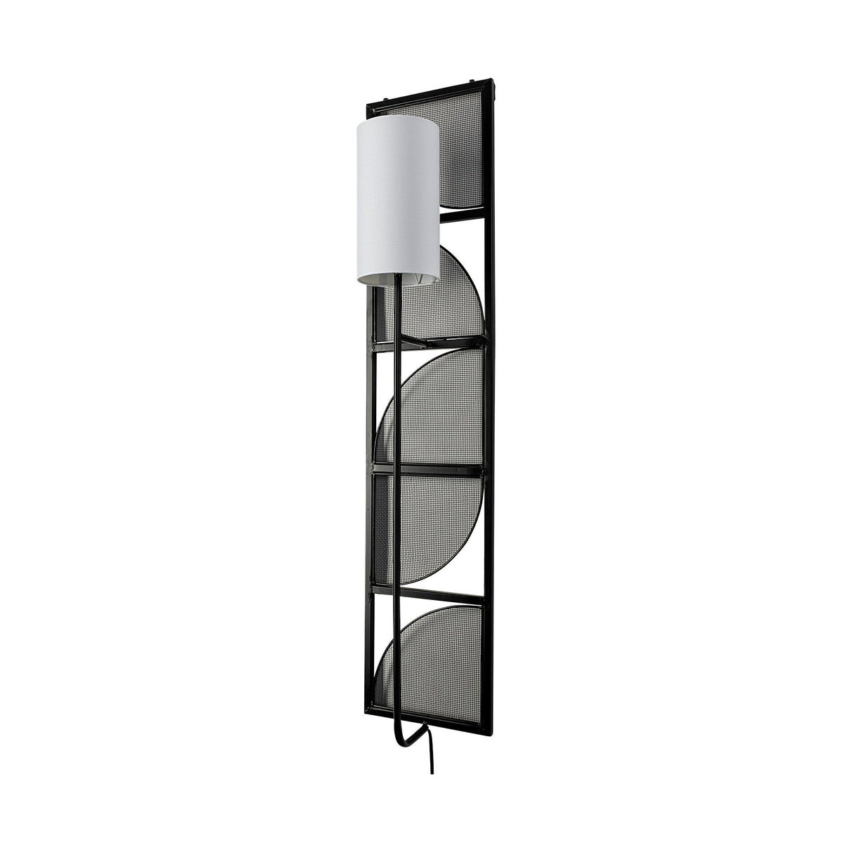 Navin Black Metal Body White Fabric Shade Rectangular Wall Sconce by Mercana at Eve Furniture