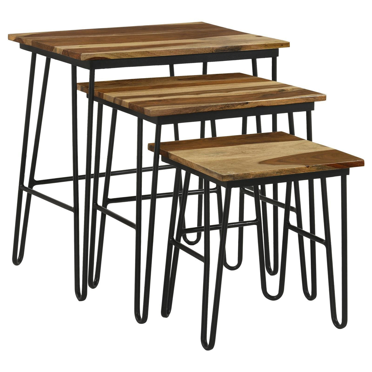 Nayeli Natural and Black 3-Piece Nesting Table with Hairpin Legs by Coaster at Eve Furniture