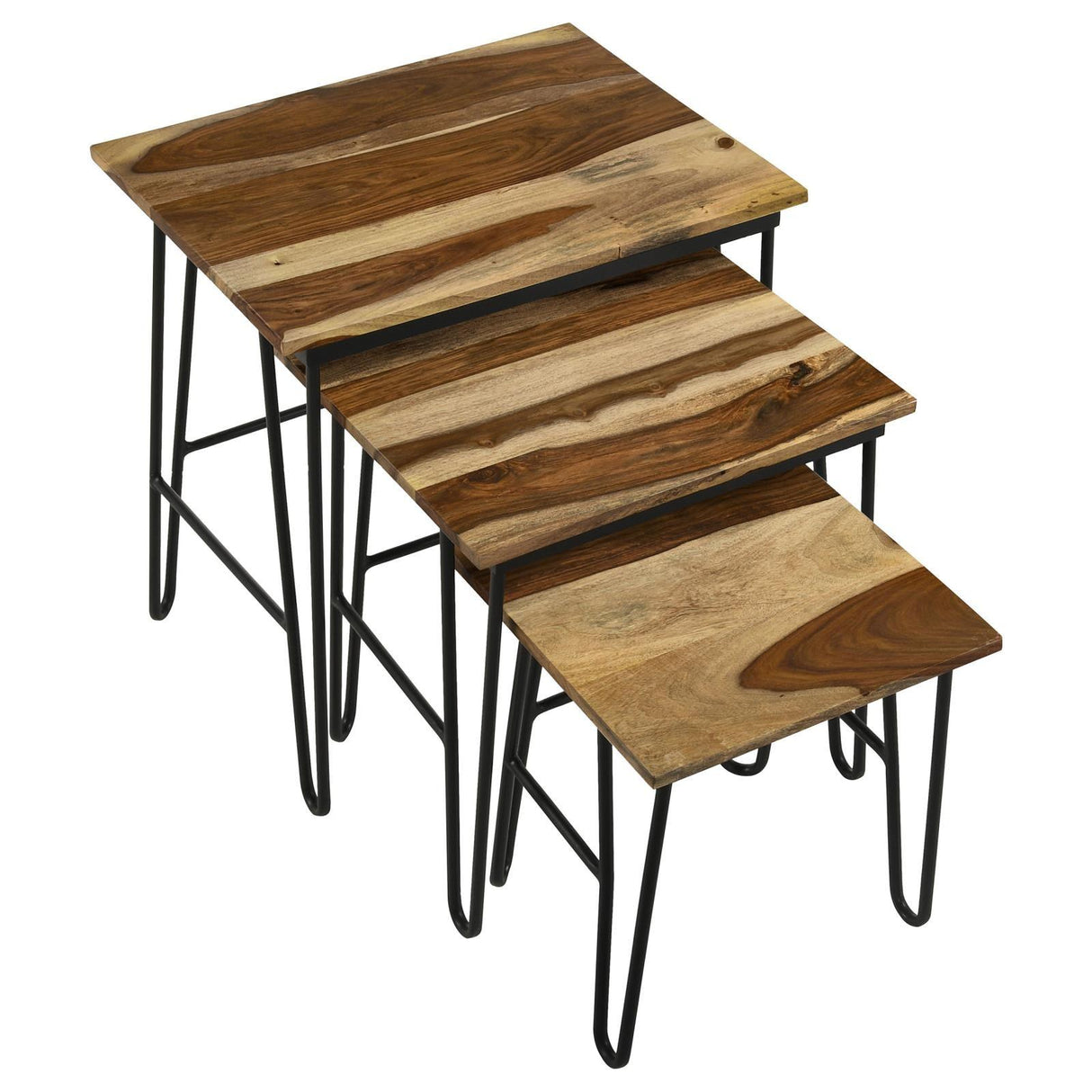 Nayeli Natural and Black 3-Piece Nesting Table with Hairpin Legs by Coaster at Eve Furniture