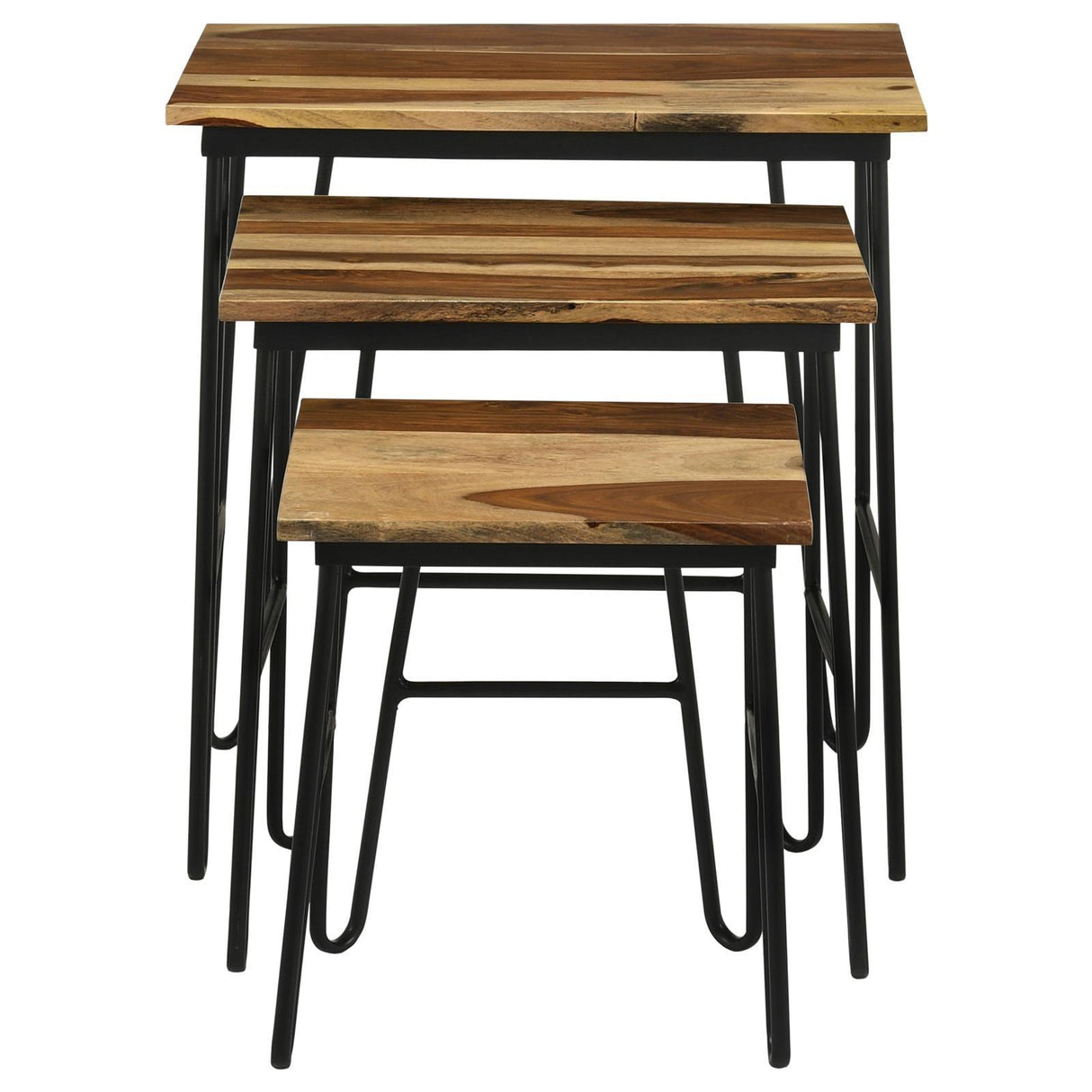 Nayeli Natural and Black 3-Piece Nesting Table with Hairpin Legs by Coaster at Eve Furniture