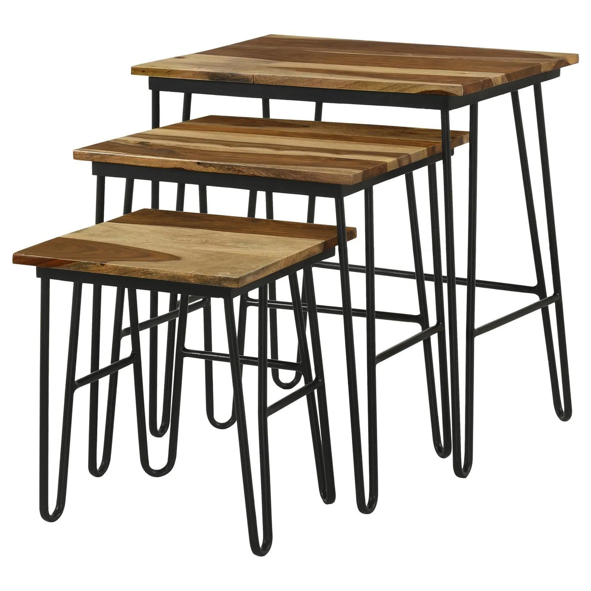 Nayeli Natural and Black 3-Piece Nesting Table with Hairpin Legs by Coaster at Eve Furniture