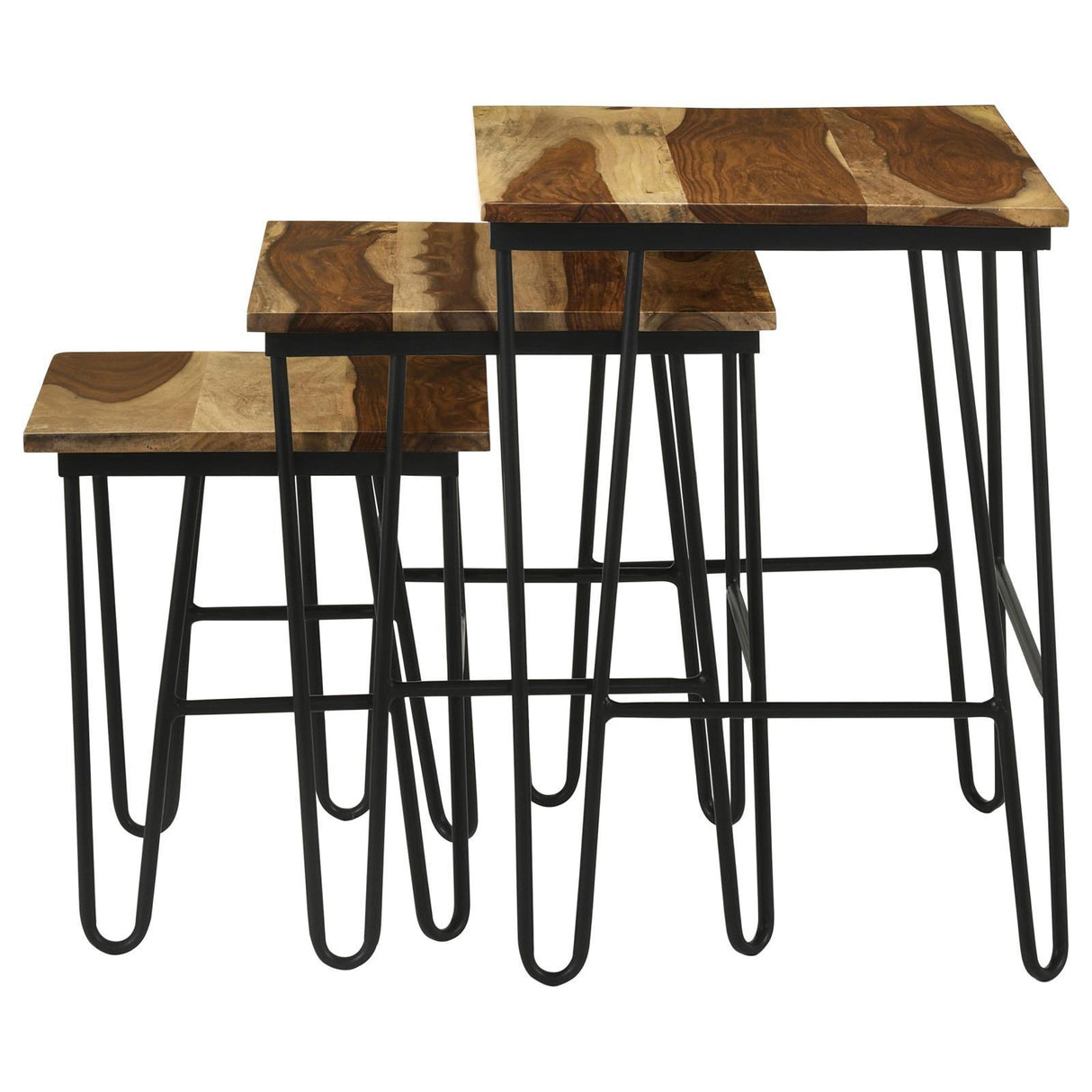 Nayeli Natural and Black 3-Piece Nesting Table with Hairpin Legs by Coaster at Eve Furniture