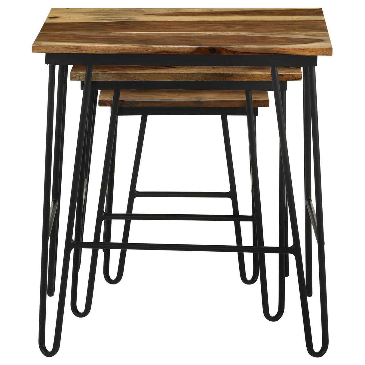 Nayeli Natural and Black 3-Piece Nesting Table with Hairpin Legs by Coaster at Eve Furniture