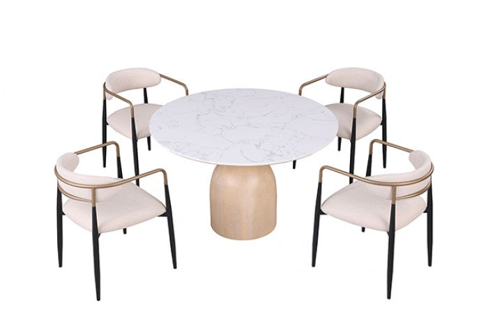 Neasden Natural/Black/White 5-Piece Dining Room Set