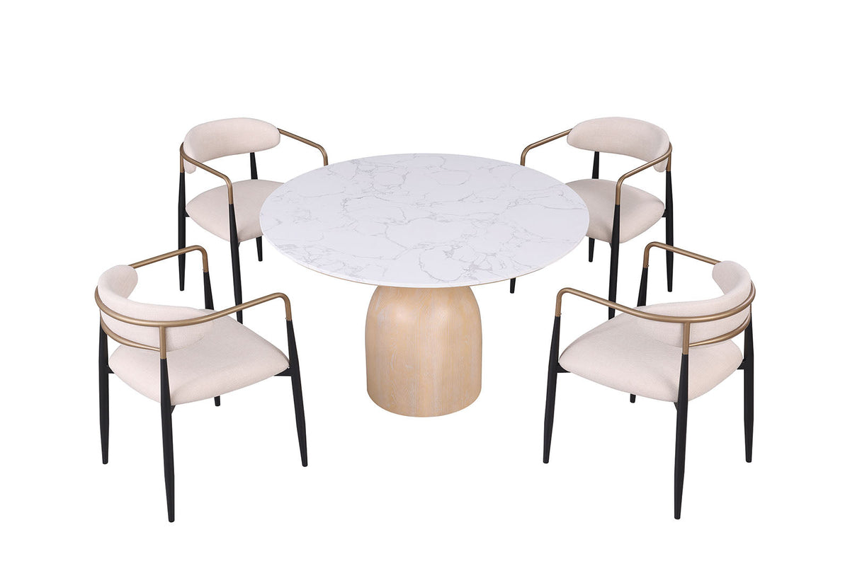 Neasden Natural/Black/White Dining Table