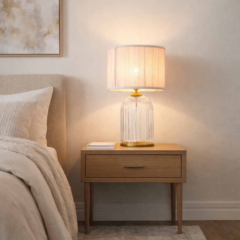 Nebulis Table Lamp Gold - Clear and Pink by Ashcroft Furniture at Eve Furniture