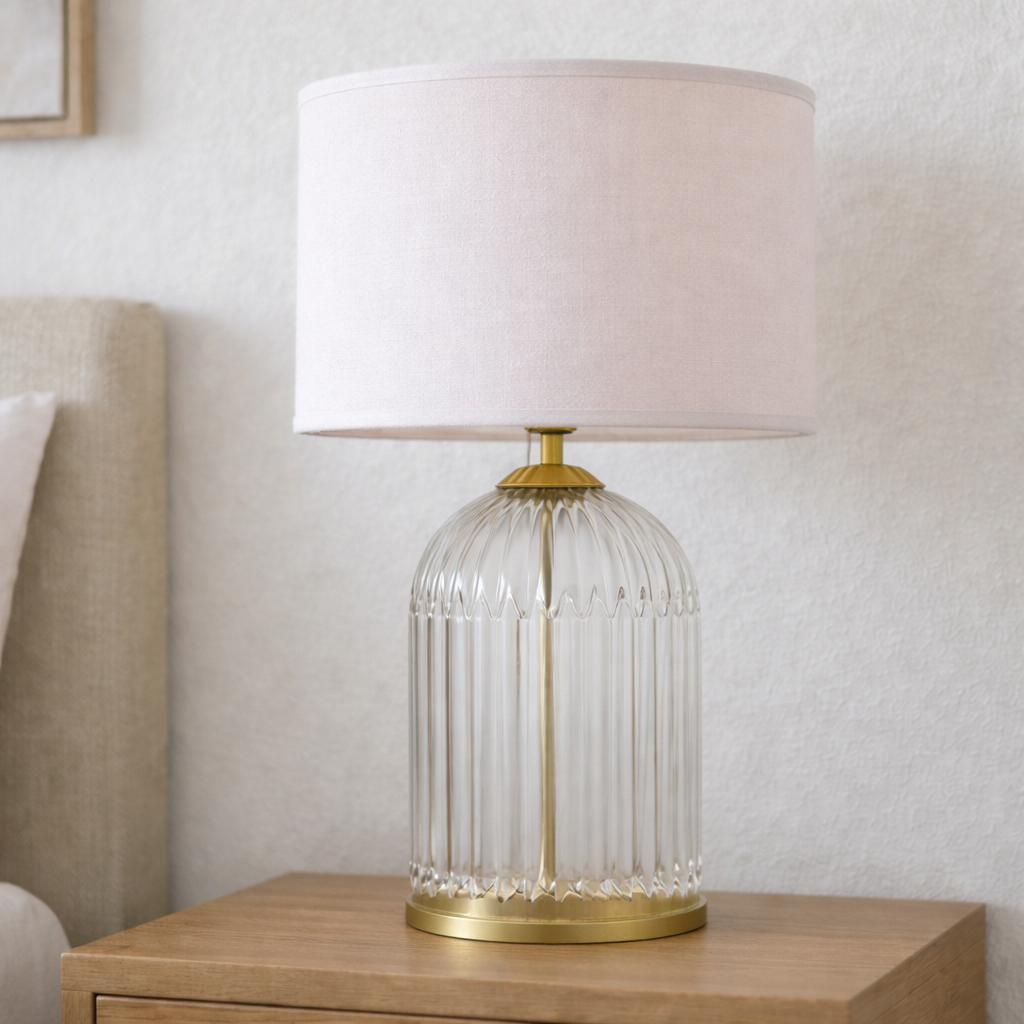 Nebulis Table Lamp Gold - Clear and Pink by Ashcroft Furniture at Eve Furniture