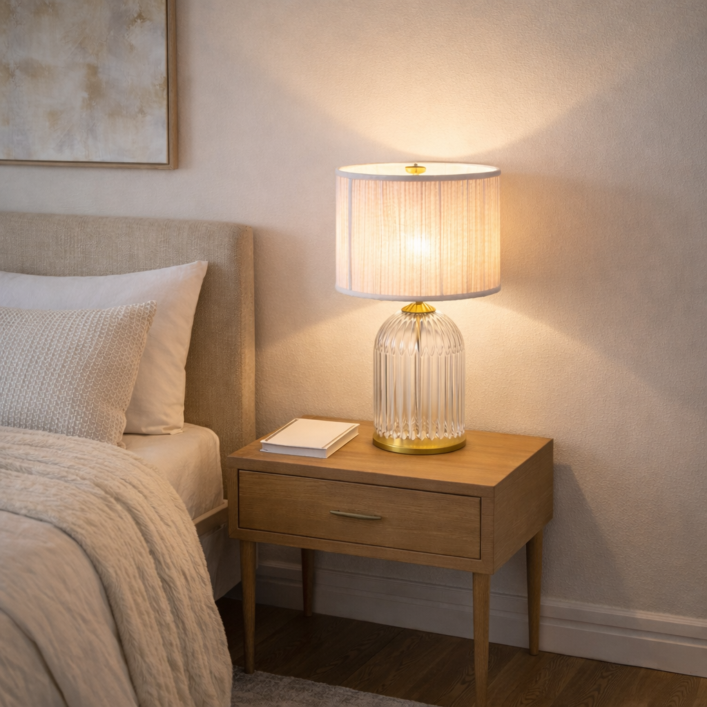 Nebulis Table Lamp Gold - Clear and Pink by Ashcroft Furniture at Eve Furniture