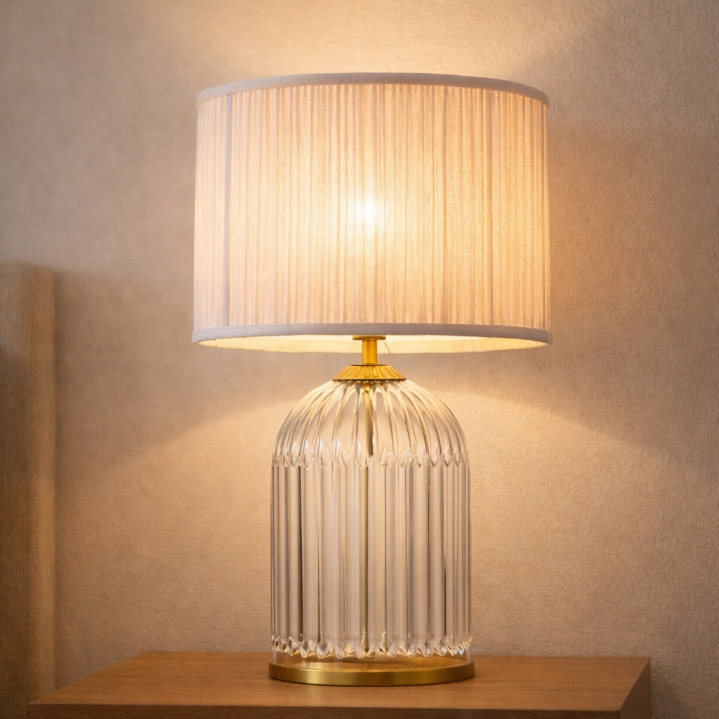 Nebulis Table Lamp Gold - Clear and Pink by Ashcroft Furniture at Eve Furniture