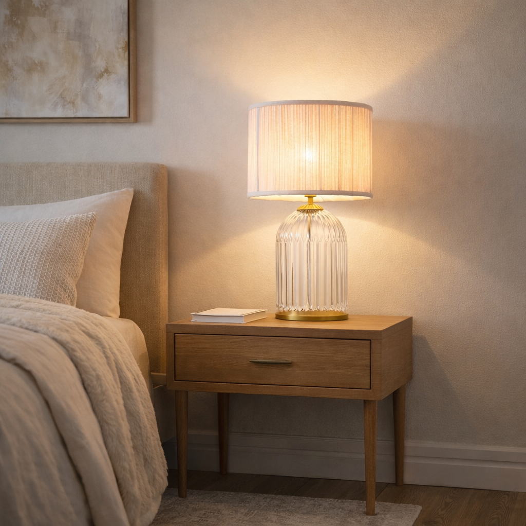 Nebulis Table Lamp Gold - Clear and Pink by Ashcroft Furniture at Eve Furniture