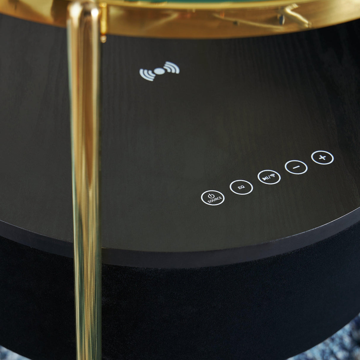 Nedman Black/Gold Finish Accent Table with Speaker by Ashley at Eve Furniture