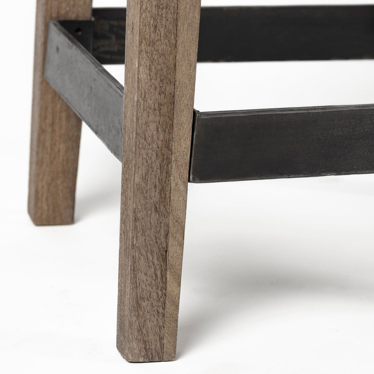 Nell 26" Seat Height Black Metal Seat & Foot Rest With Brown Wood Legs Stool by Mercana at Eve Furniture