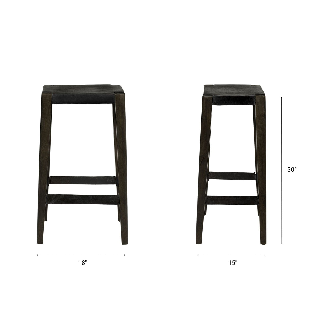 Nell 30" Seat Height Black Metal Seat & Foot Rest With Black Wood Legs Stool by Mercana at Eve Furniture