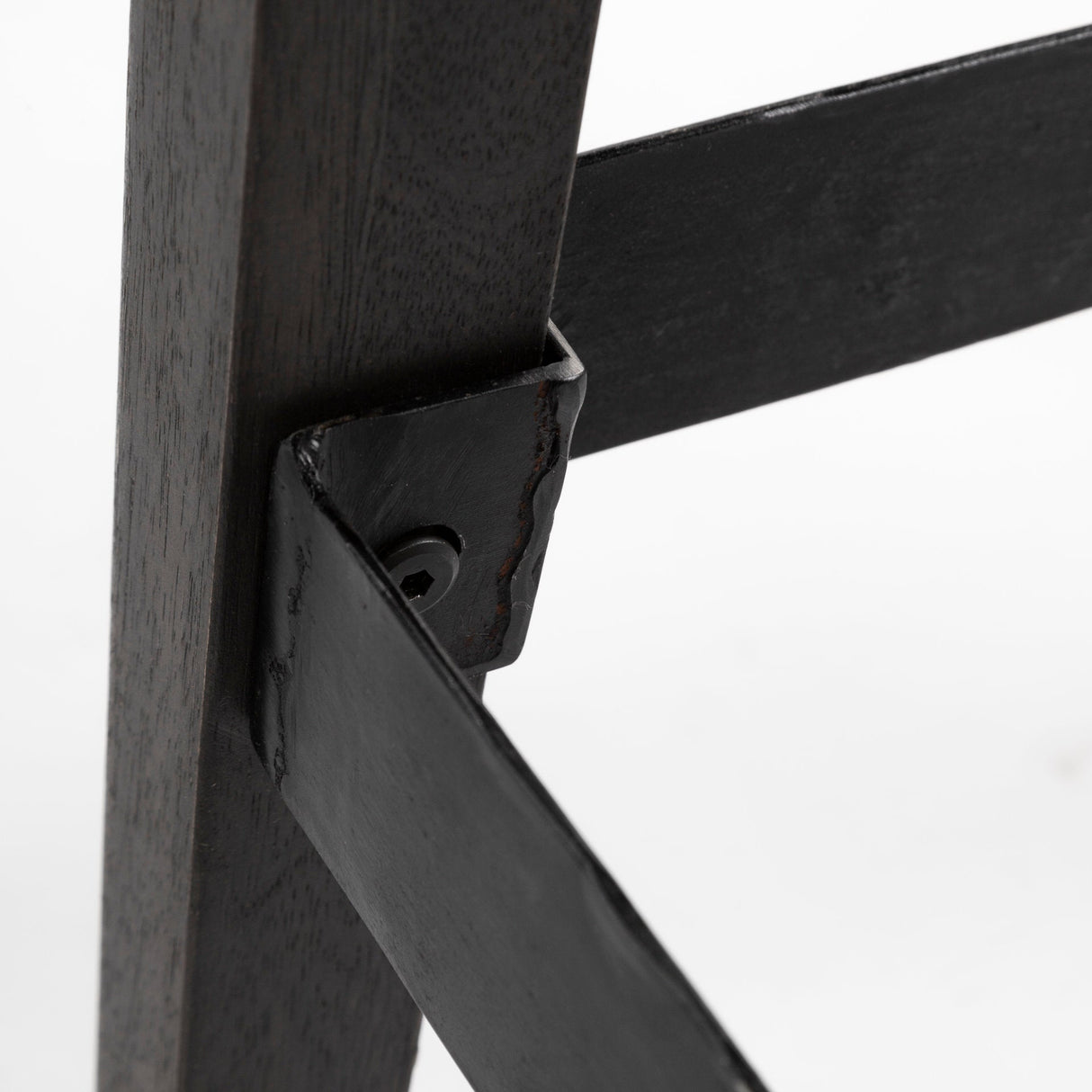 Nell 30" Seat Height Black Metal Seat & Foot Rest With Black Wood Legs Stool by Mercana at Eve Furniture