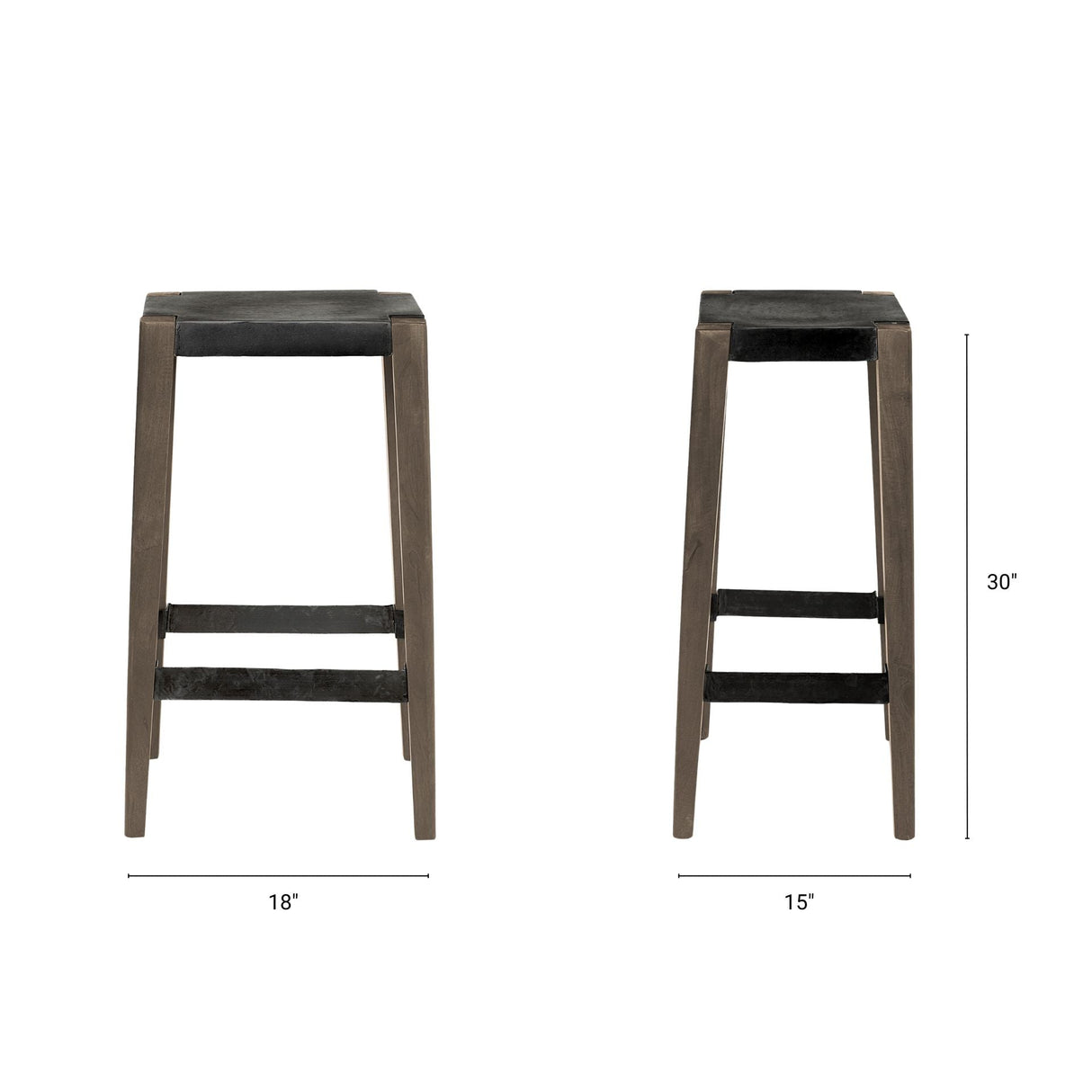 Nell 30" Seat Height Black Metal Seat & Foot Rest With Brown Wood Legs Stool by Mercana at Eve Furniture