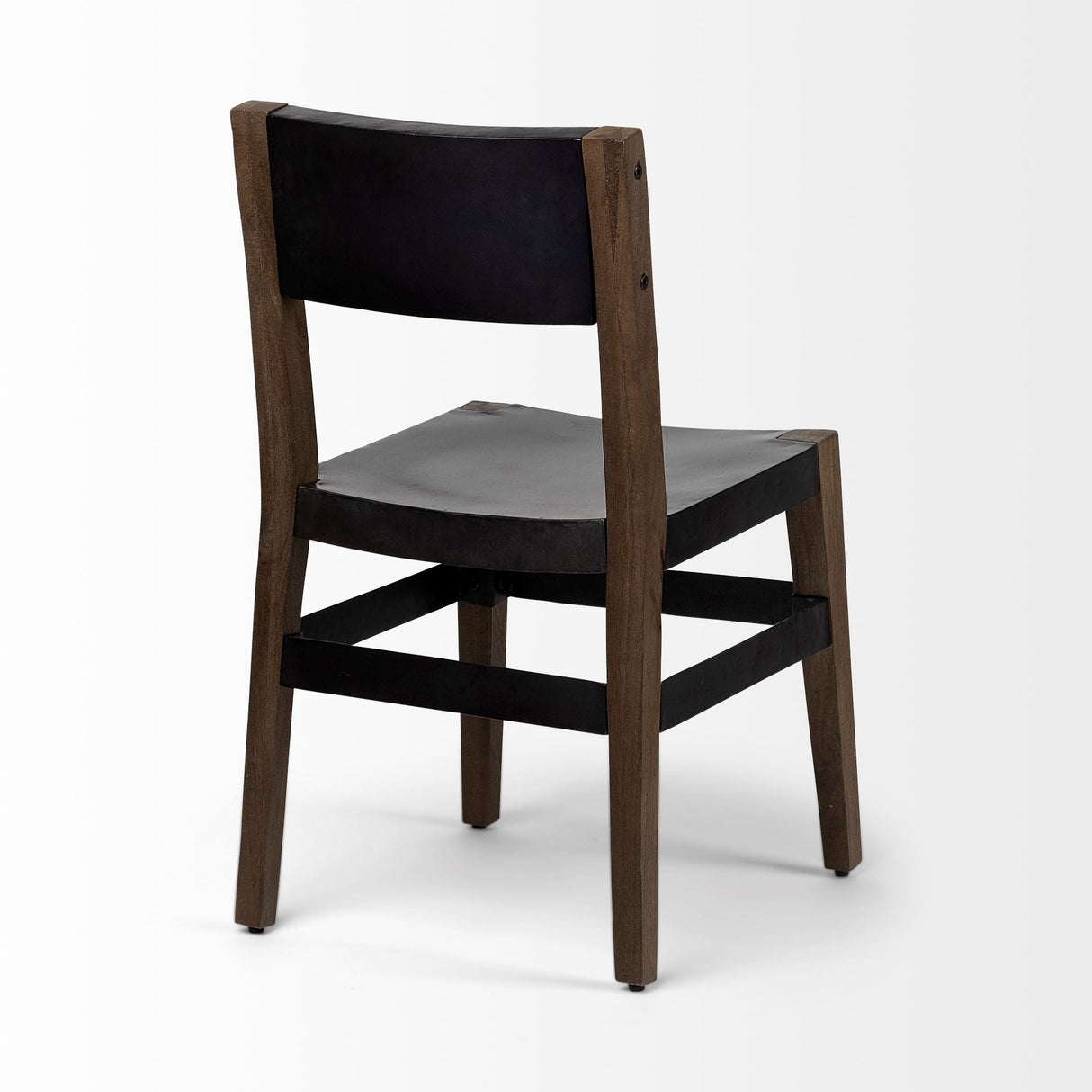 Nell I Black Iron Seat Solid Brown Wooden Base Dining Chair by Mercana at Eve Furniture