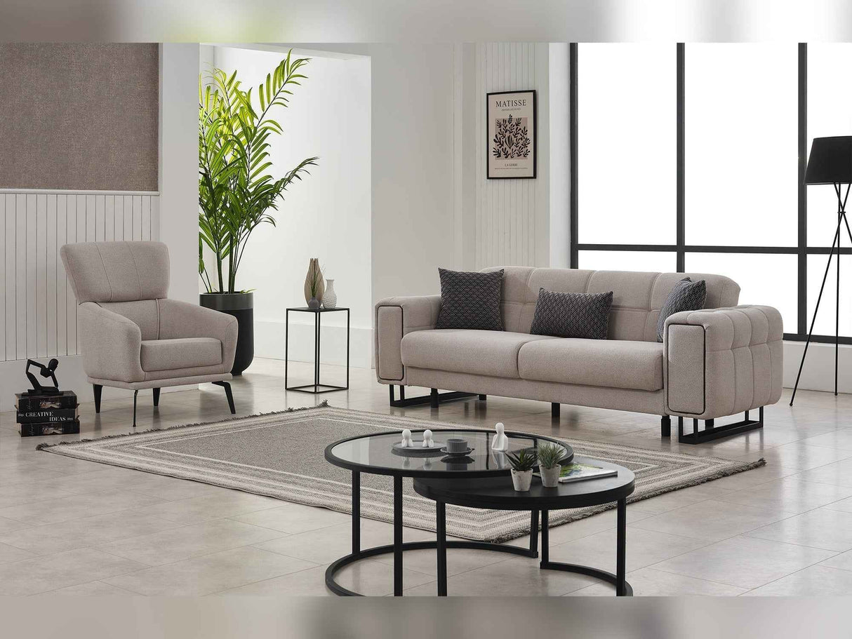 Nero 3-pieces (Sofa & Loveseat & Chair) Livingroom Set in Light Grey