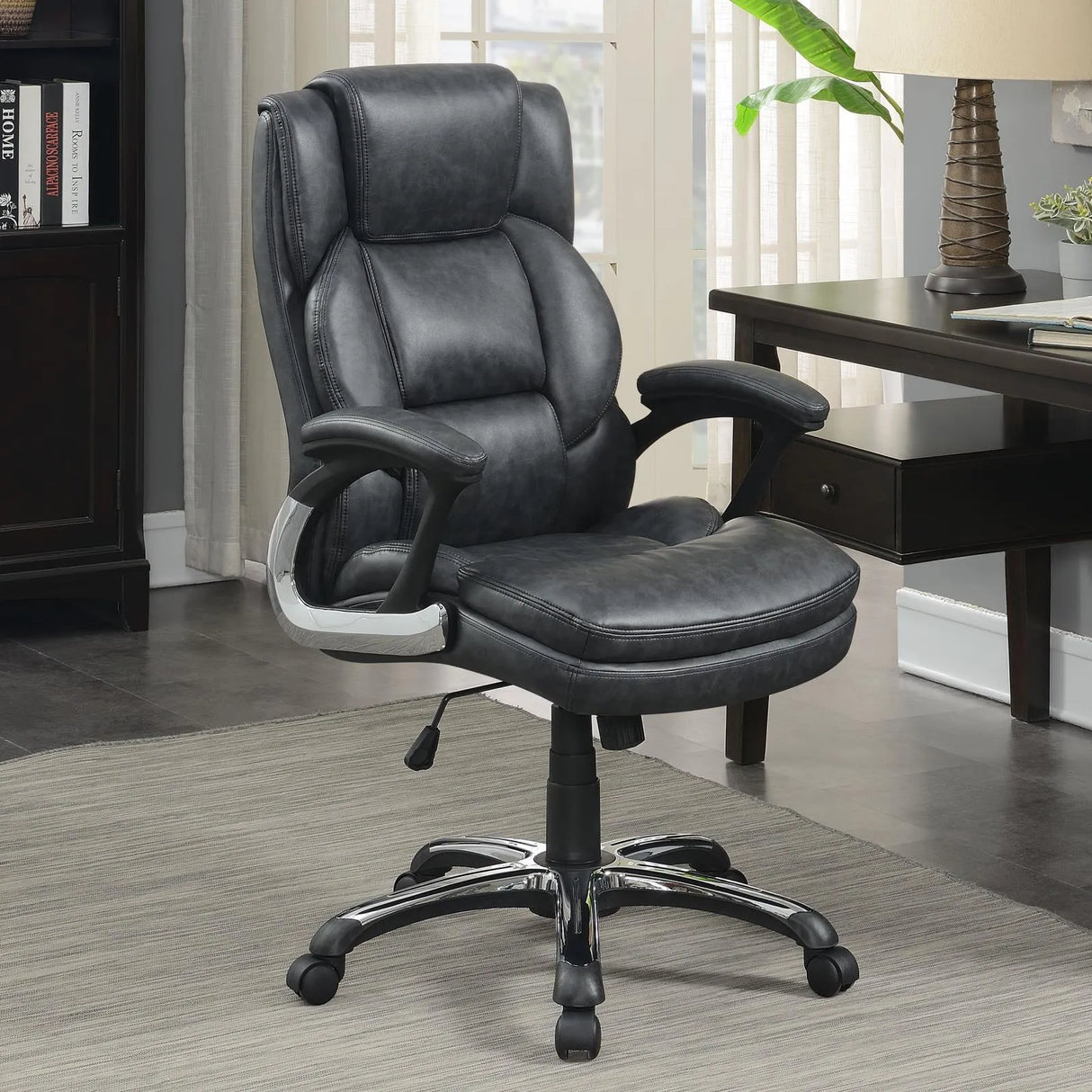Nerris Gray/Black Adjustable Height Office Chair with Padded Arm by Coaster at Eve Furniture