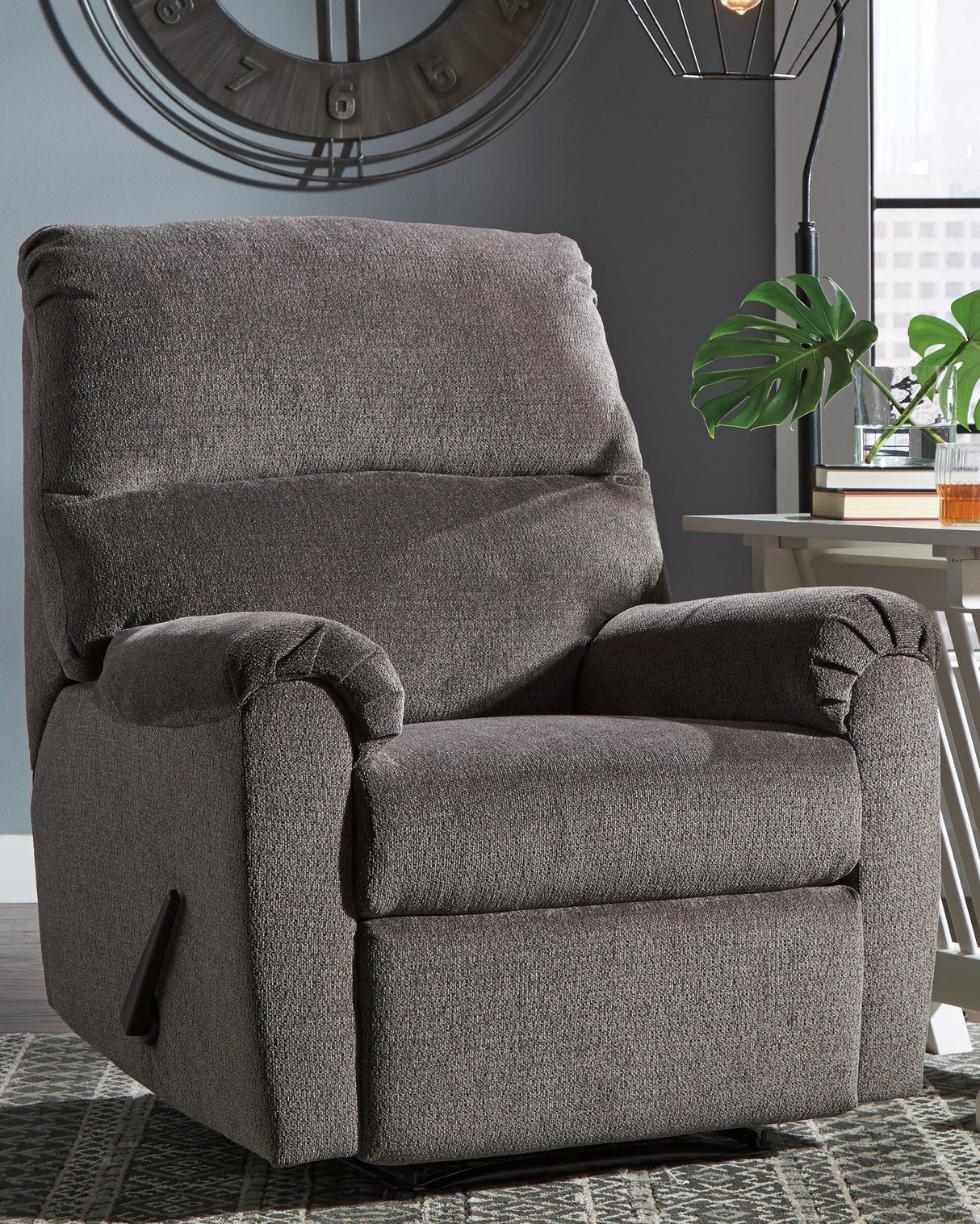 Nerviano Gray Recliner by Ashley at Eve Furniture
