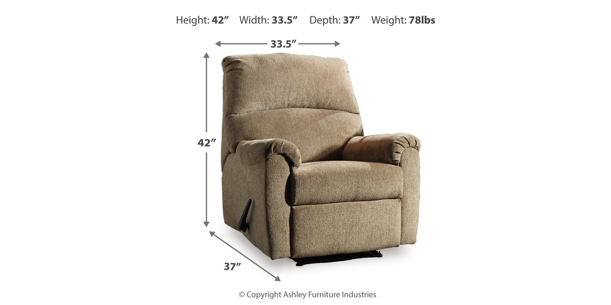 Nerviano Mocha Recliner by Ashley at Eve Furniture
