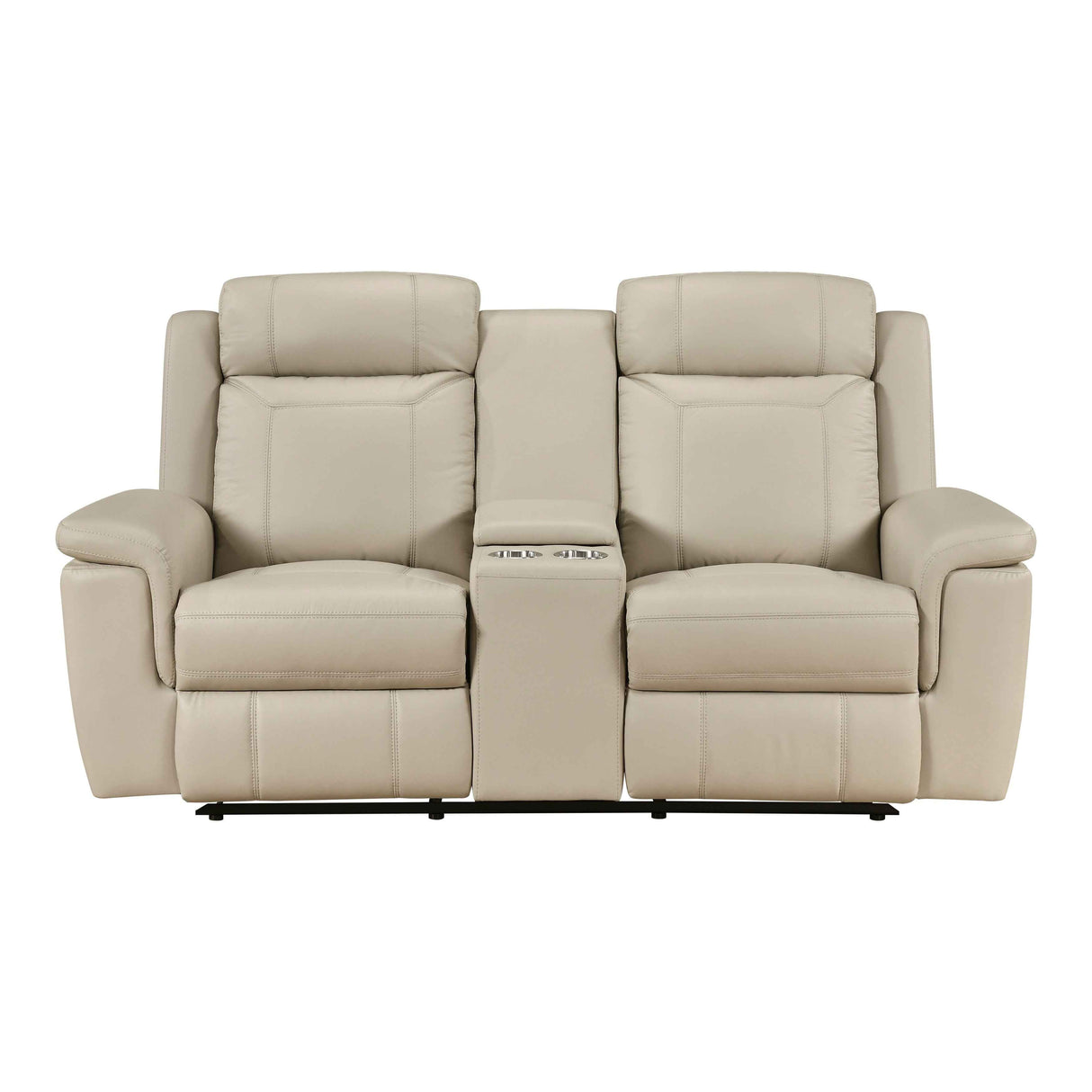 Nest Beige Double Reclining Loveseat with Center Console by Homelegance at Eve Furniture