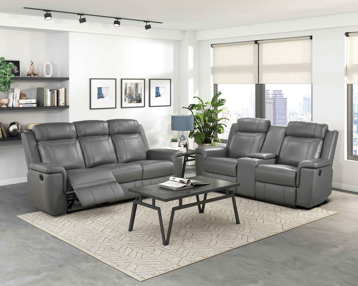 Nest Dark Gray Double Reclining Sofa by Homelegance at Eve Furniture