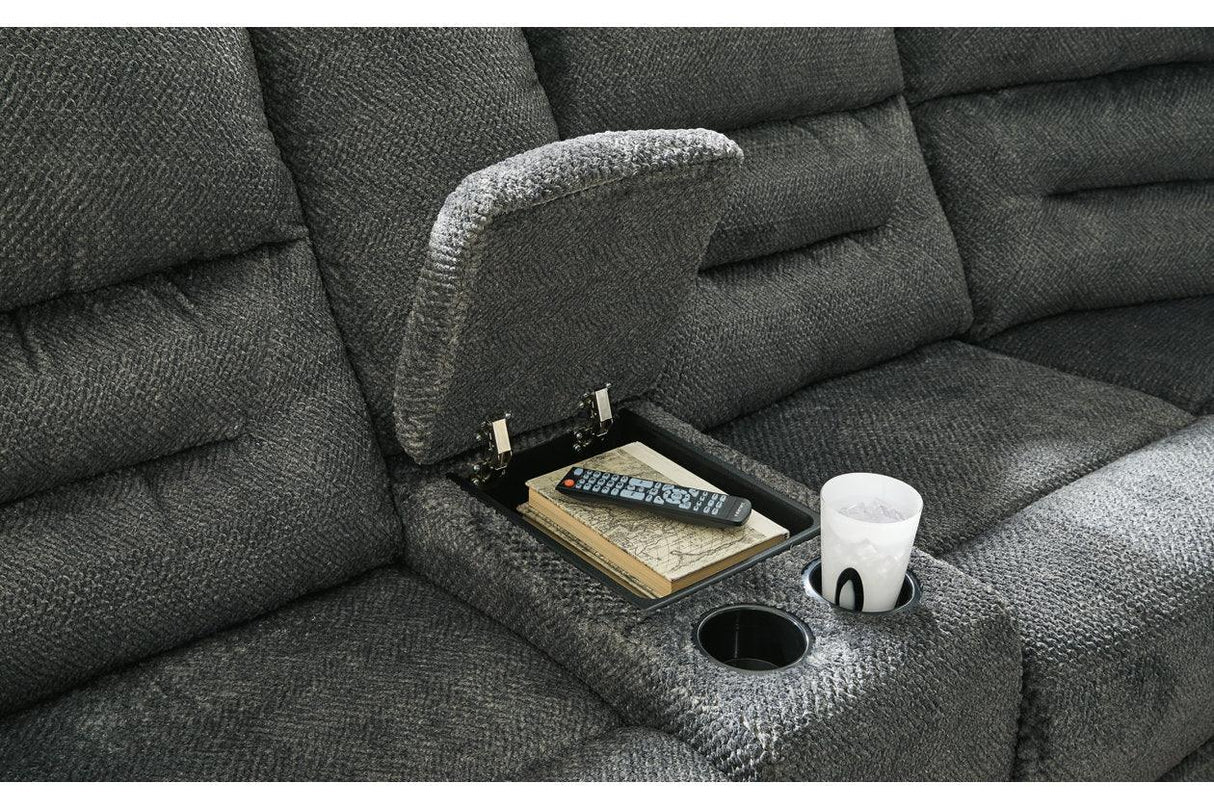 Nettington Smoke 3-Piece Power Reclining Sectional by Ashley at Eve Furniture