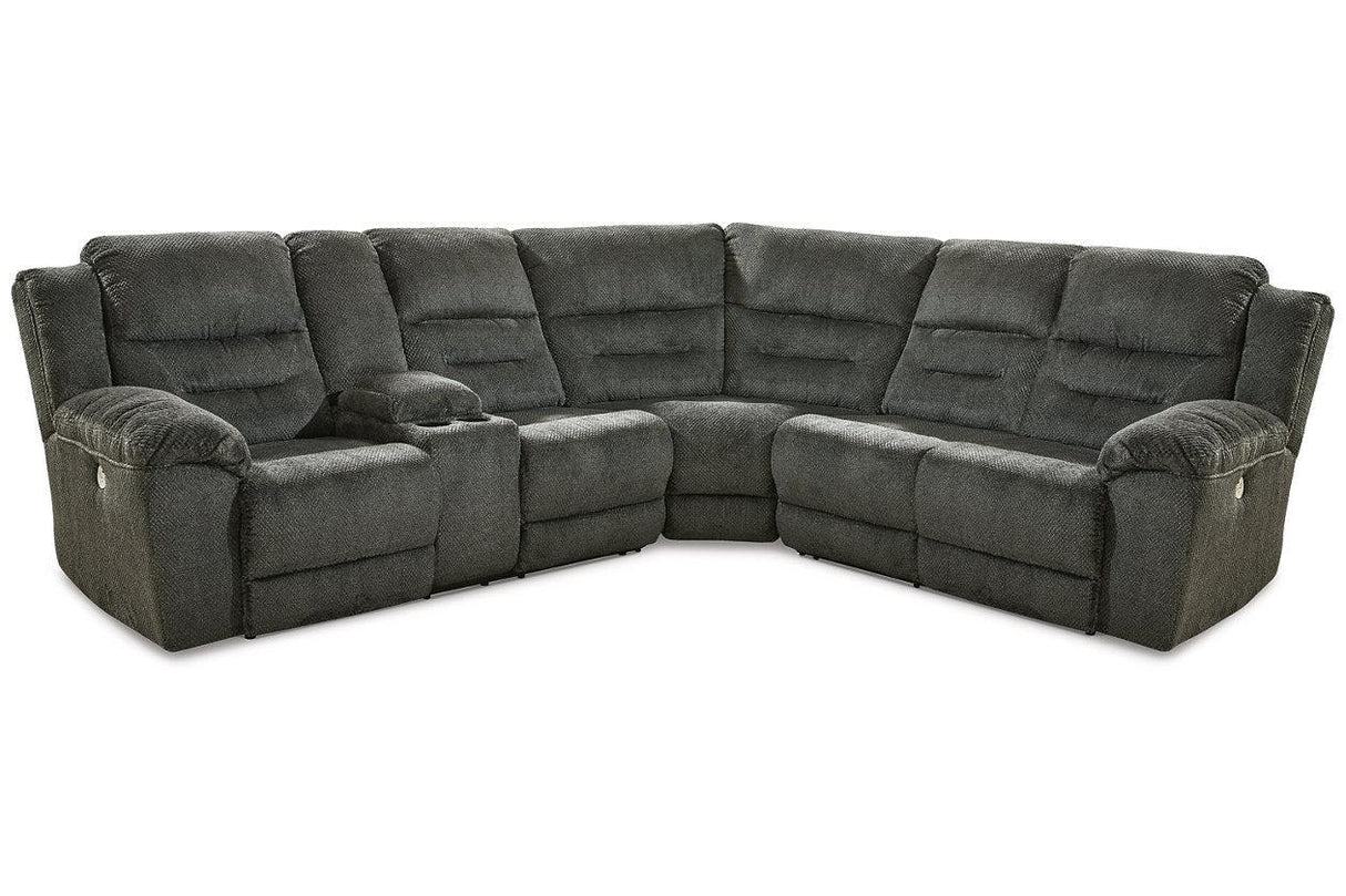 Nettington Smoke 3-Piece Power Reclining Sectional by Ashley at Eve Furniture