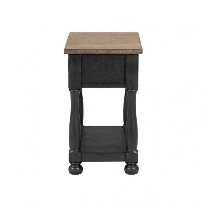 Neue Mills Weathered Black/Brown Chairside Table by Furniture of America at Eve Furniture
