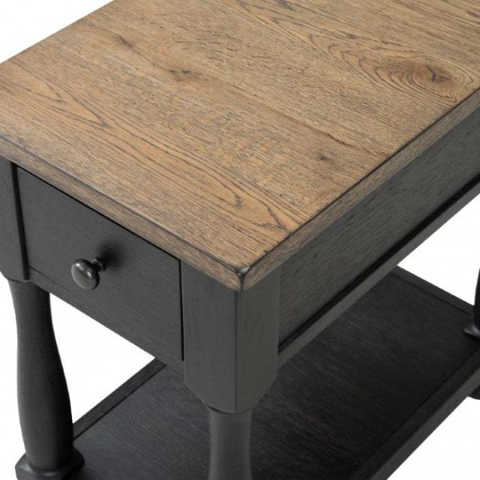 Neue Mills Weathered Black/Brown Chairside Table by Furniture of America at Eve Furniture