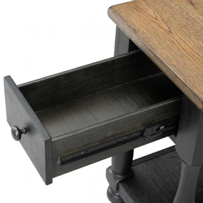 Neue Mills Weathered Black/Brown Chairside Table by Furniture of America at Eve Furniture