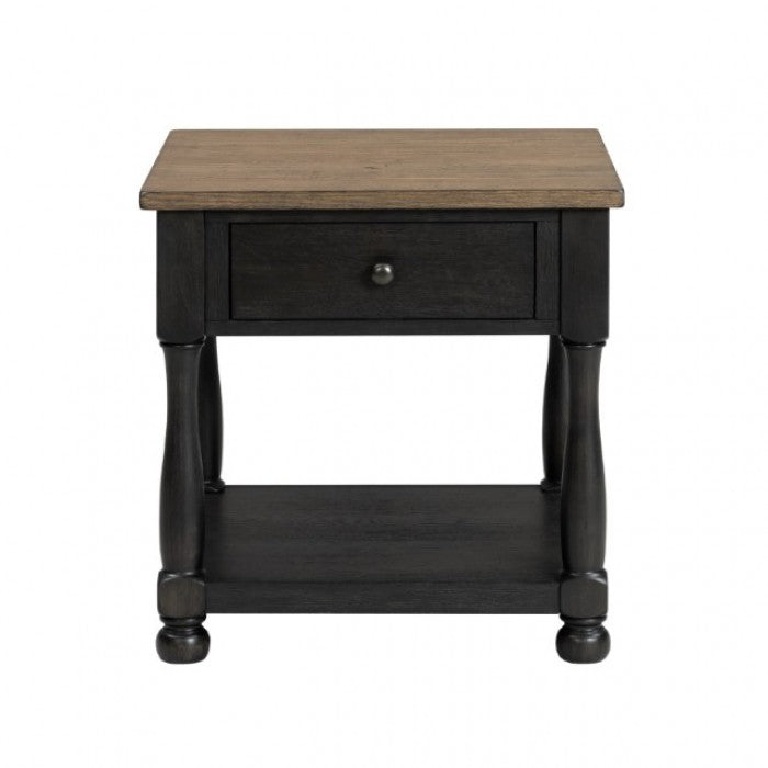 Neue Mills Weathered Black/Brown End Table by Furniture of America at Eve Furniture
