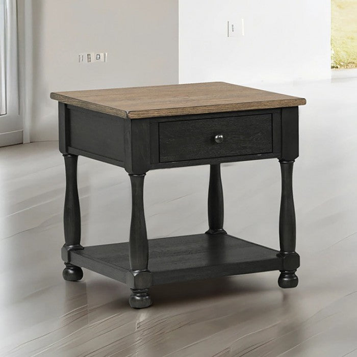 Neue Mills Weathered Black/Brown End Table by Furniture of America at Eve Furniture
