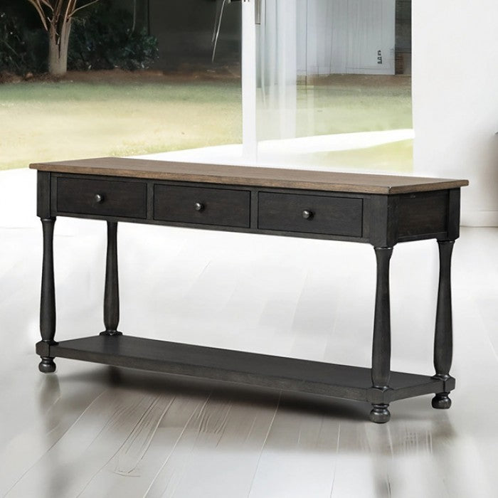 Neue Mills Weathered Black/Brown Sofa Table by Furniture of America at Eve Furniture